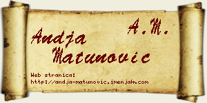 Anđa Matunović vizit kartica